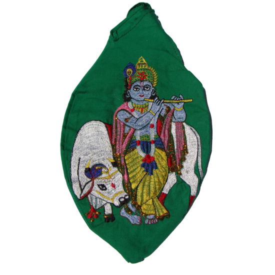 Bead Bag Sri Krishna mit Flöte (bestickt)